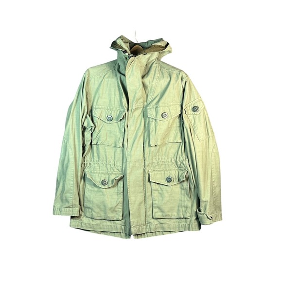 GAP Mens Olive Green Utility Field Jacket Cargo Pockets Adjustable Waist Size M
